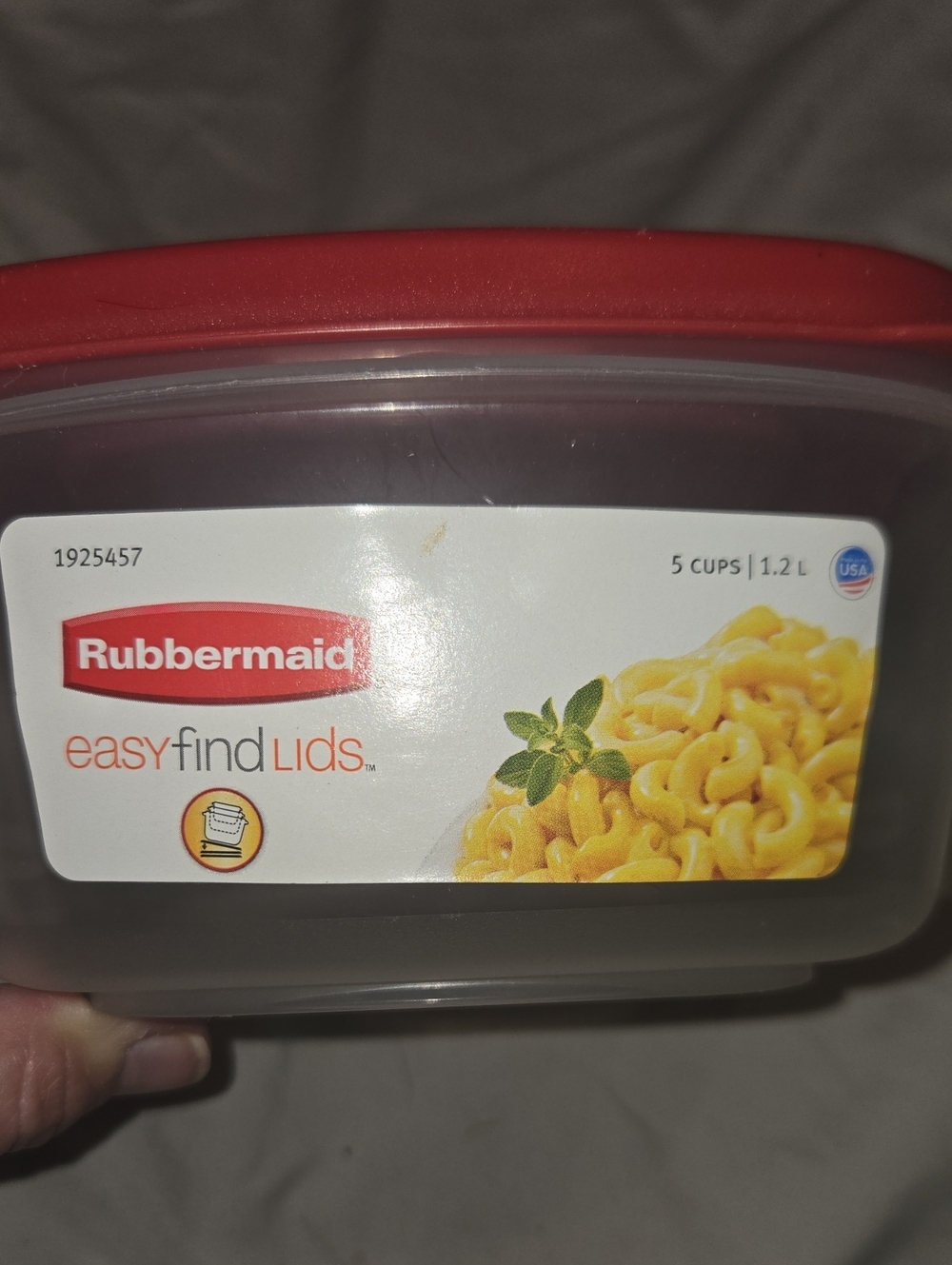 Rubbermaid Easy Find Lids Food Storage Container, 5 Cup, Racer Red 1, New